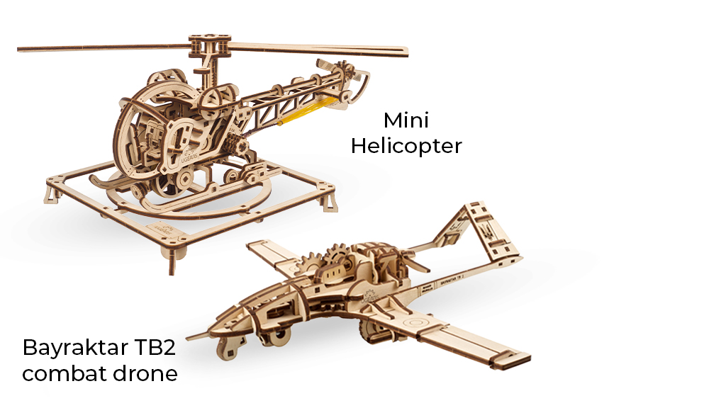 Bayraktar TB2 Combat Drone and Mini Helicopter 2-in-1 Set